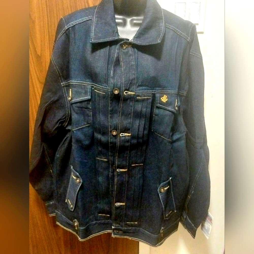 Rocawear - Mens's 1995 Vintage     Dark Navy Blue Denim Jeans Jacket